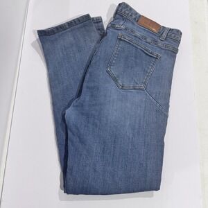 Key Place Womens‎ Blue Jeans Straight Leg High Waist Embroidered Zip Size 34 EUC